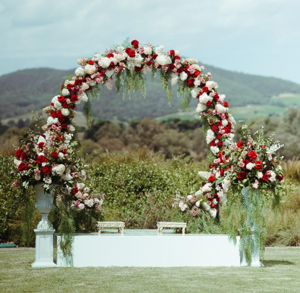 luxury flora mandap created by G Luxe Events in Melbourne for Daria and Udhav s wedding