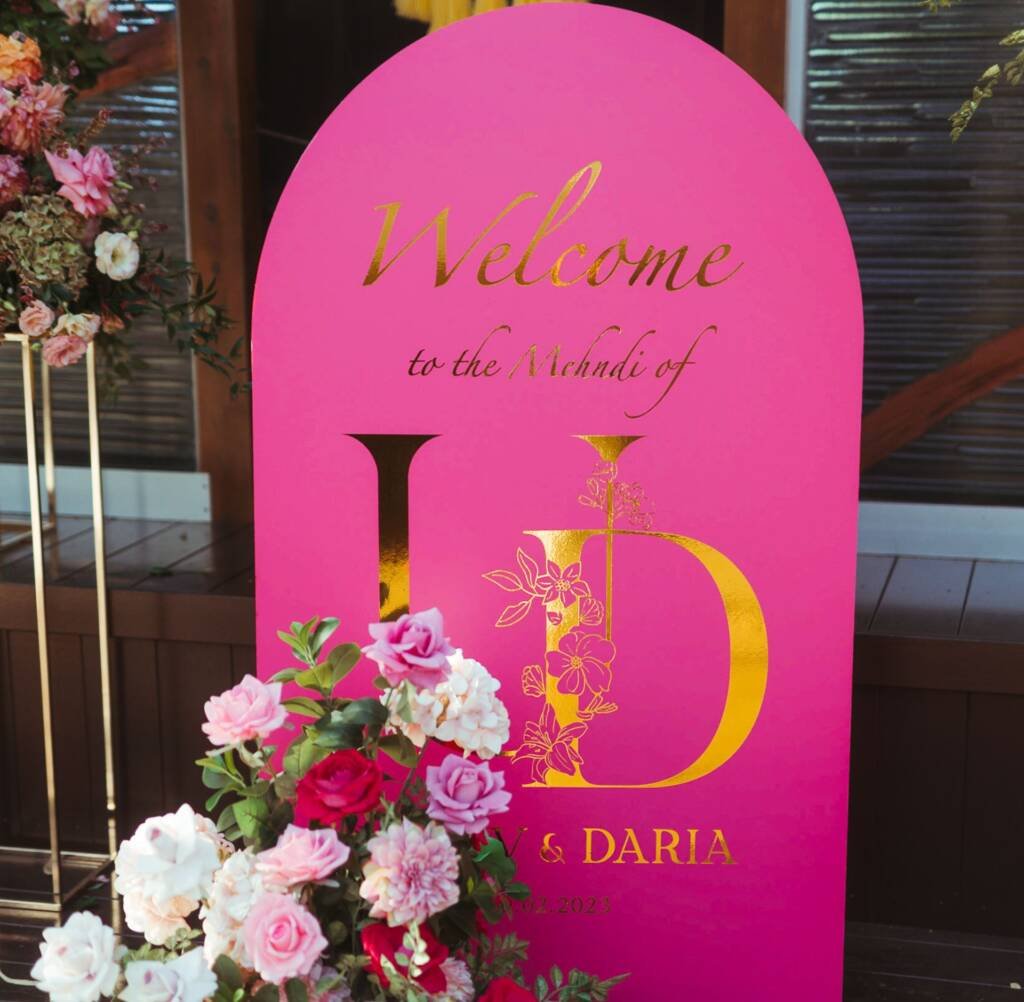 name board for wedding melbourne by g luxe events