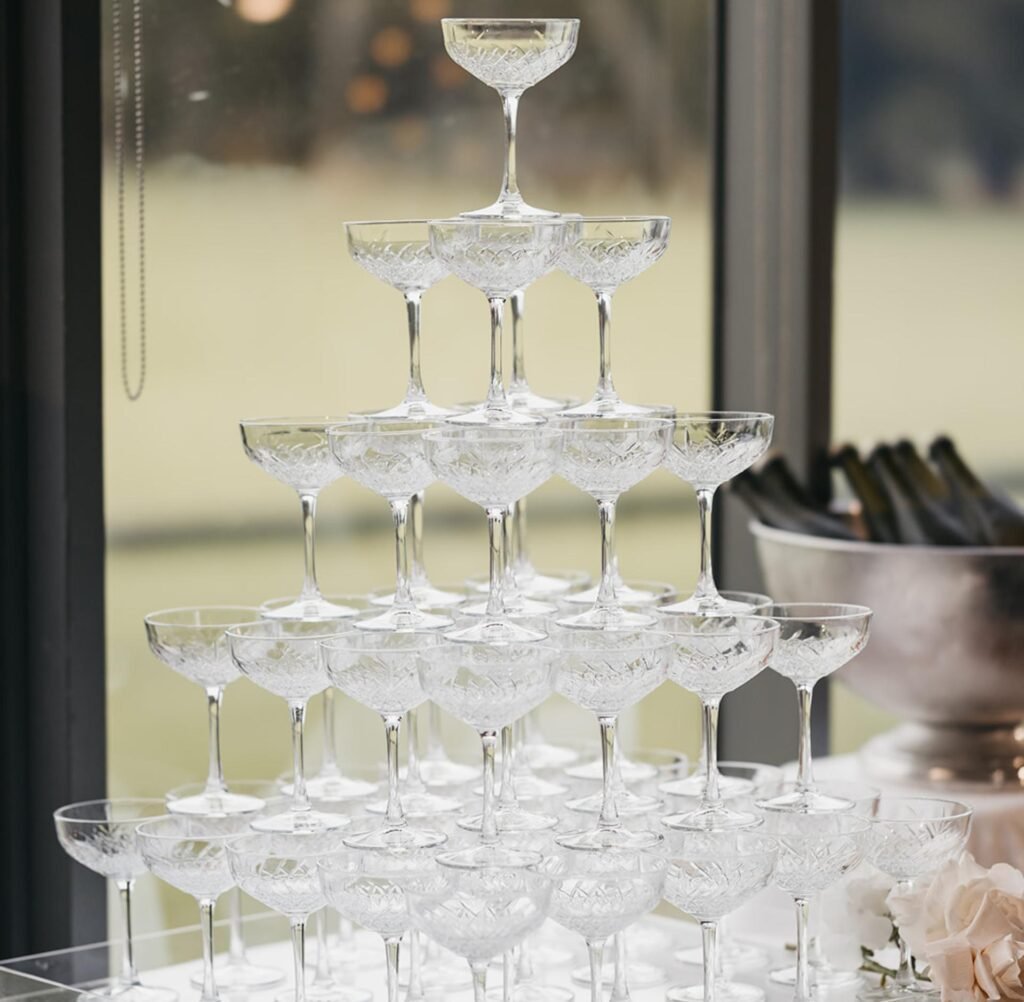 champagne tower wedding decorator g luxe events melbourne