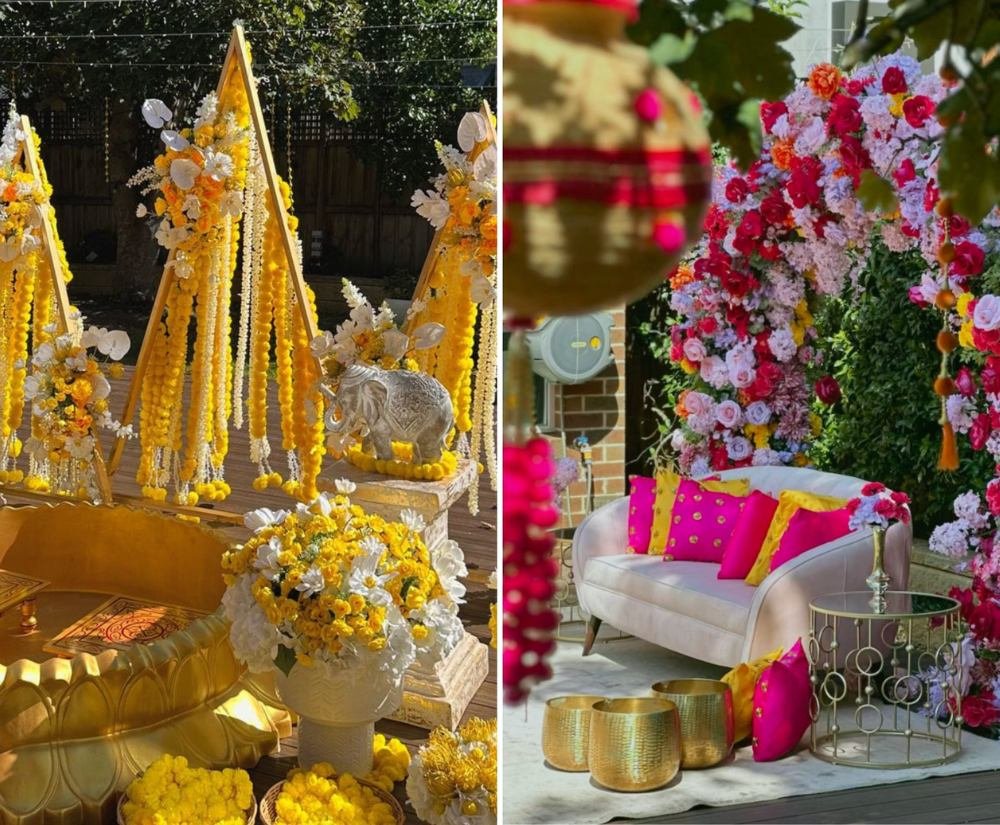 Styling and decor of Mehndi and Haldi party for Neha and Nitish in Melbourne