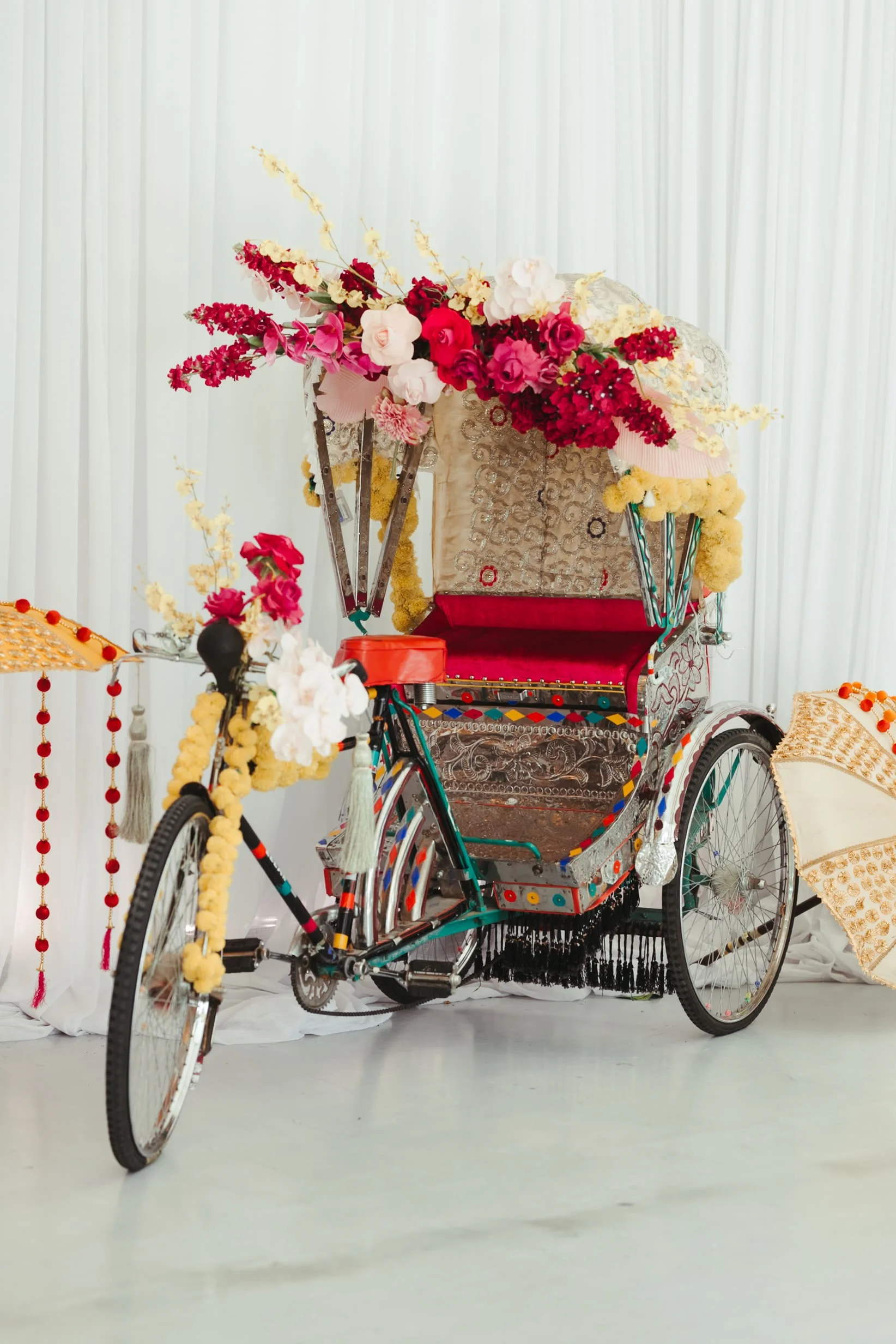 vintage bike decorated with flowers for sangeet in melbourne