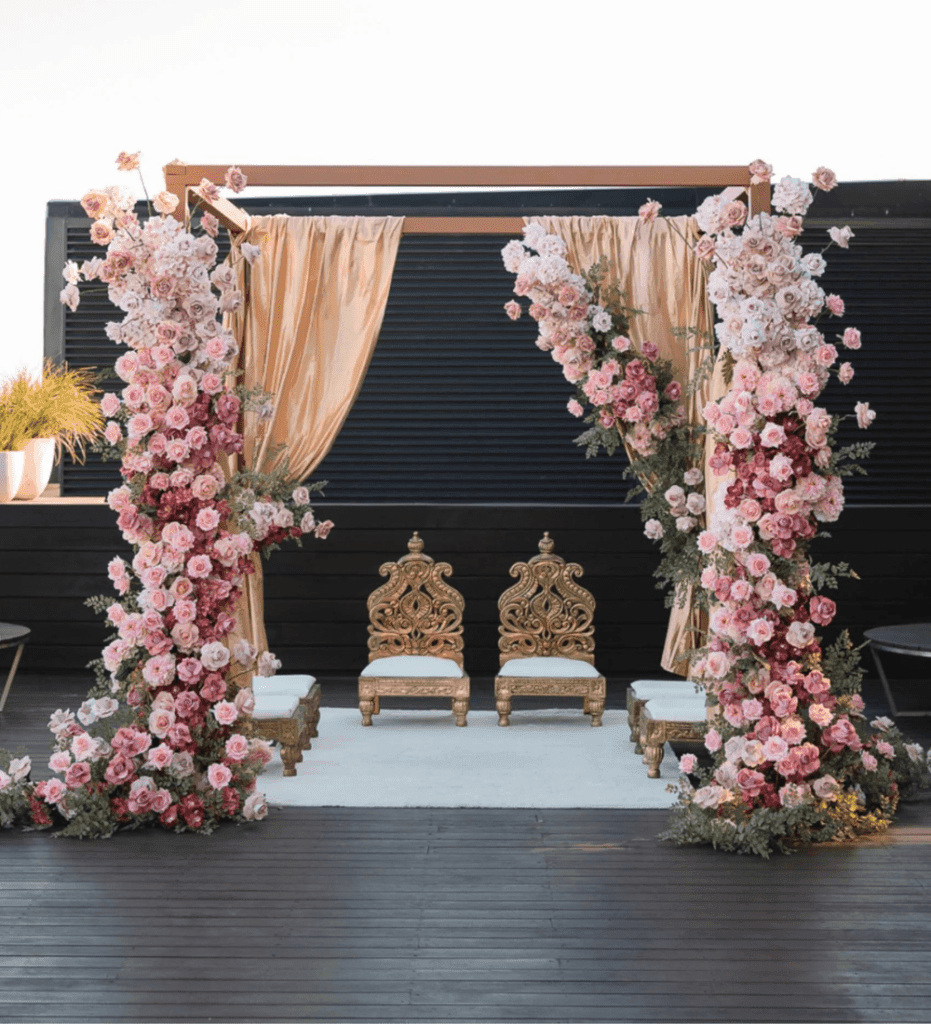 Chairs under flowers